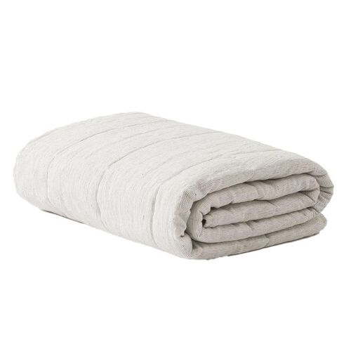 Città Pinstripe Linen King Quilt - Pepper/Chalk 200x220cm