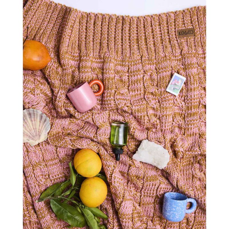 Kip&Co Toffee Swirl Cable Knit Blanket image number 2