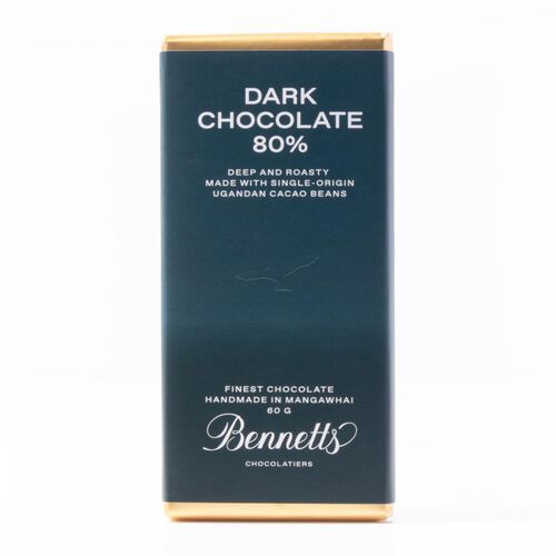 Bennetts of Mangawhai 80% Single Origin Uganda Dark Chocolate 60g