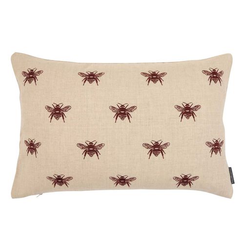 Wallace Cotton Bee Swarm Embroidery Rectangle Cushion Cover 35x55cm