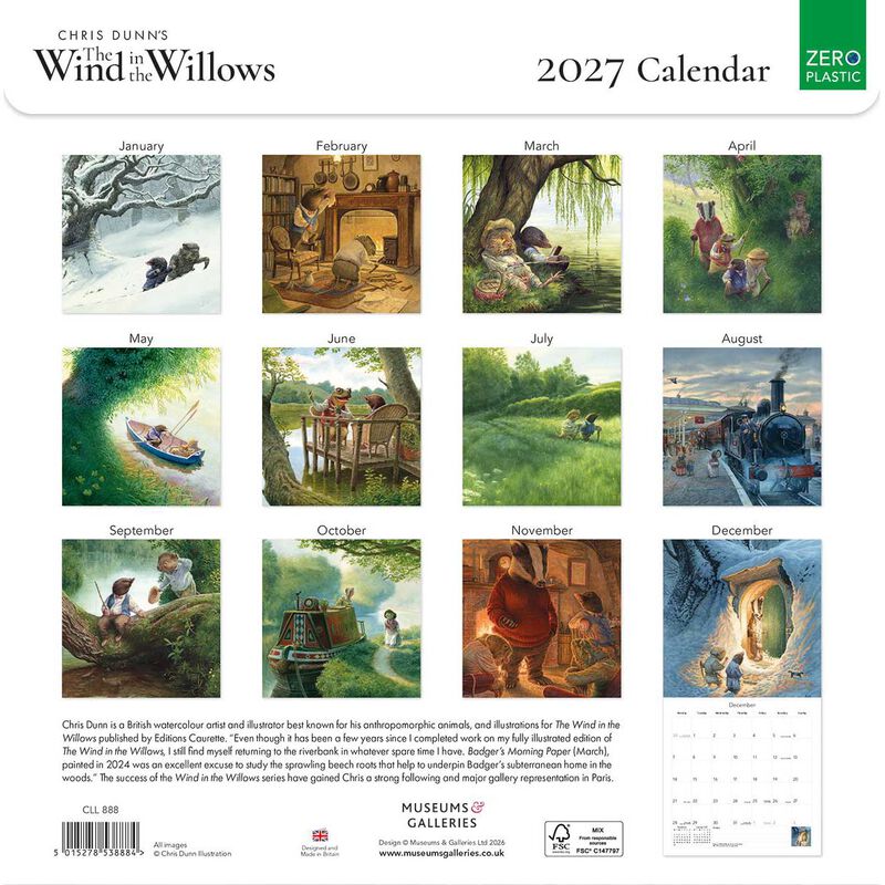 Museums & Galleries The Wind in the Willows Wall Calendar 2027 image number 1