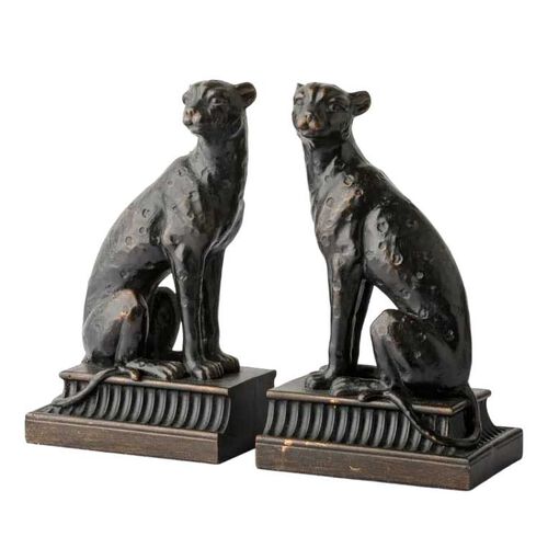 French Country Cheetah Bronzed Finish Bookends (2PC)