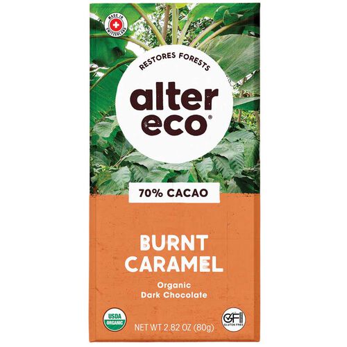 Alter Eco Organic Chocolate Bar 70% Dark Burnt Caramel 80g