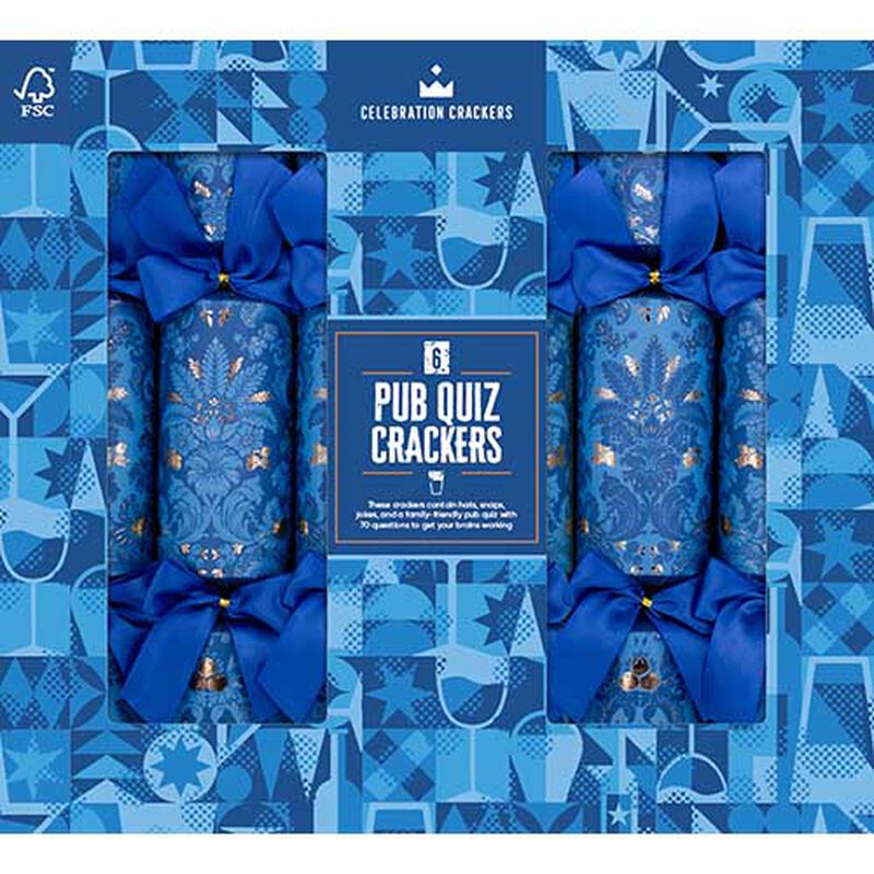 The Paperie Celebration Games Room Crackers Pub Quiz Set of 6 image number 0