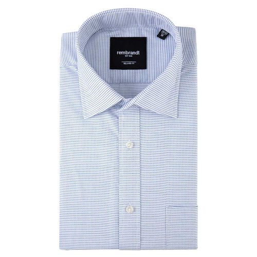 Rembrandt Sinatra White & Blue Microdesign Shirt