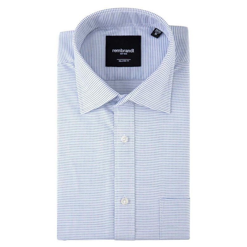 Rembrandt Sinatra White & Blue Microdesign Shirt image number 0