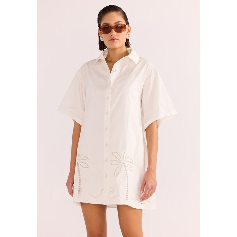 MINKPINK Romina Broderie Shirt Dress image number 2