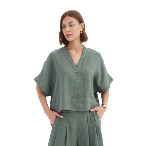 TIRELLI Boxy Button Linen Shirt