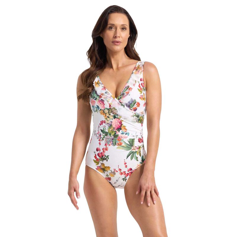 Jantzen Abbie Mesh Frill One Piece - White image number 0