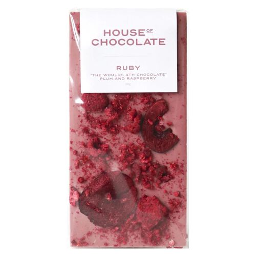House of Chocolate Ruby Plum & Raspberry Bar 90g