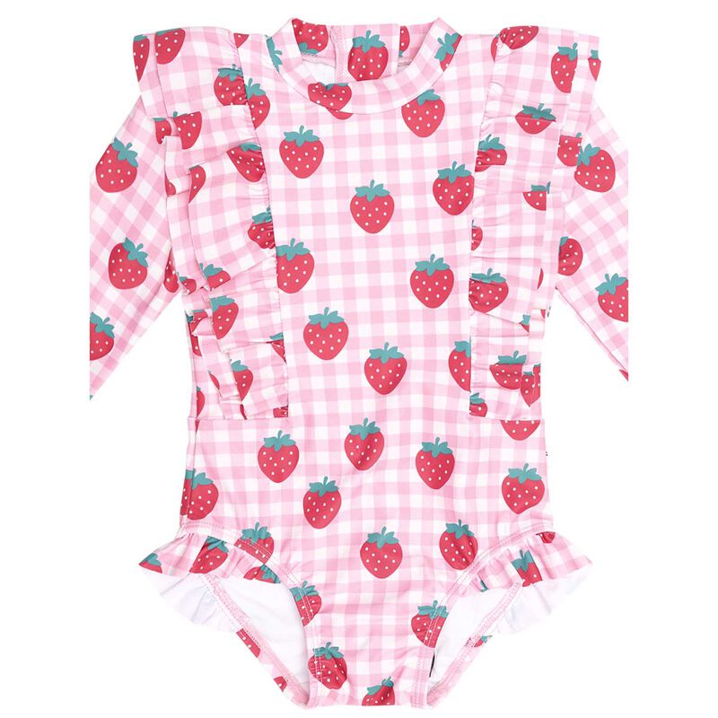 Huxbaby Strawberry Check Frill Swimsuit 3-5Y image number 2