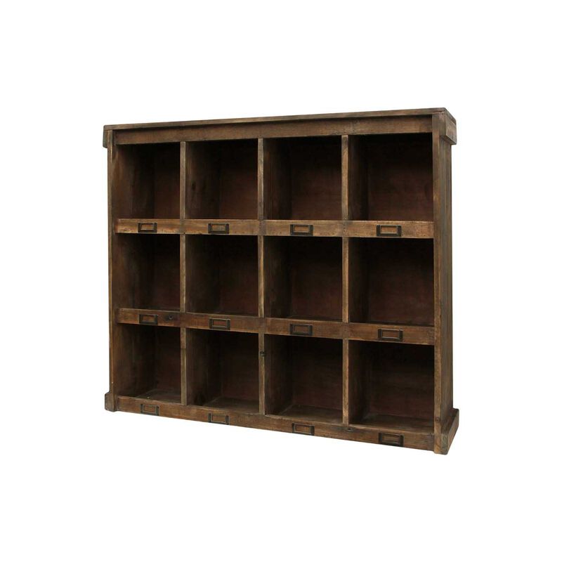 French Country Wooden Cubby Wall Shelf Large image number 1