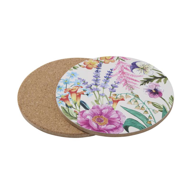 Maxwell & Williams Botanica Round Cork Back Coaster 10cm Set Of 4 image number 1