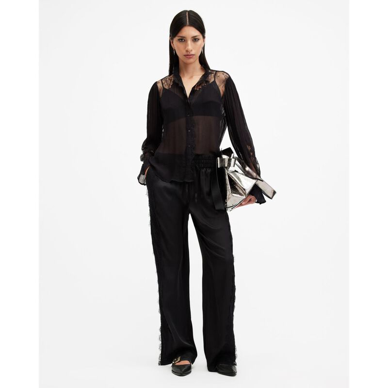AllSaints Rory Relaxed Fit Lace Shirt image number 3