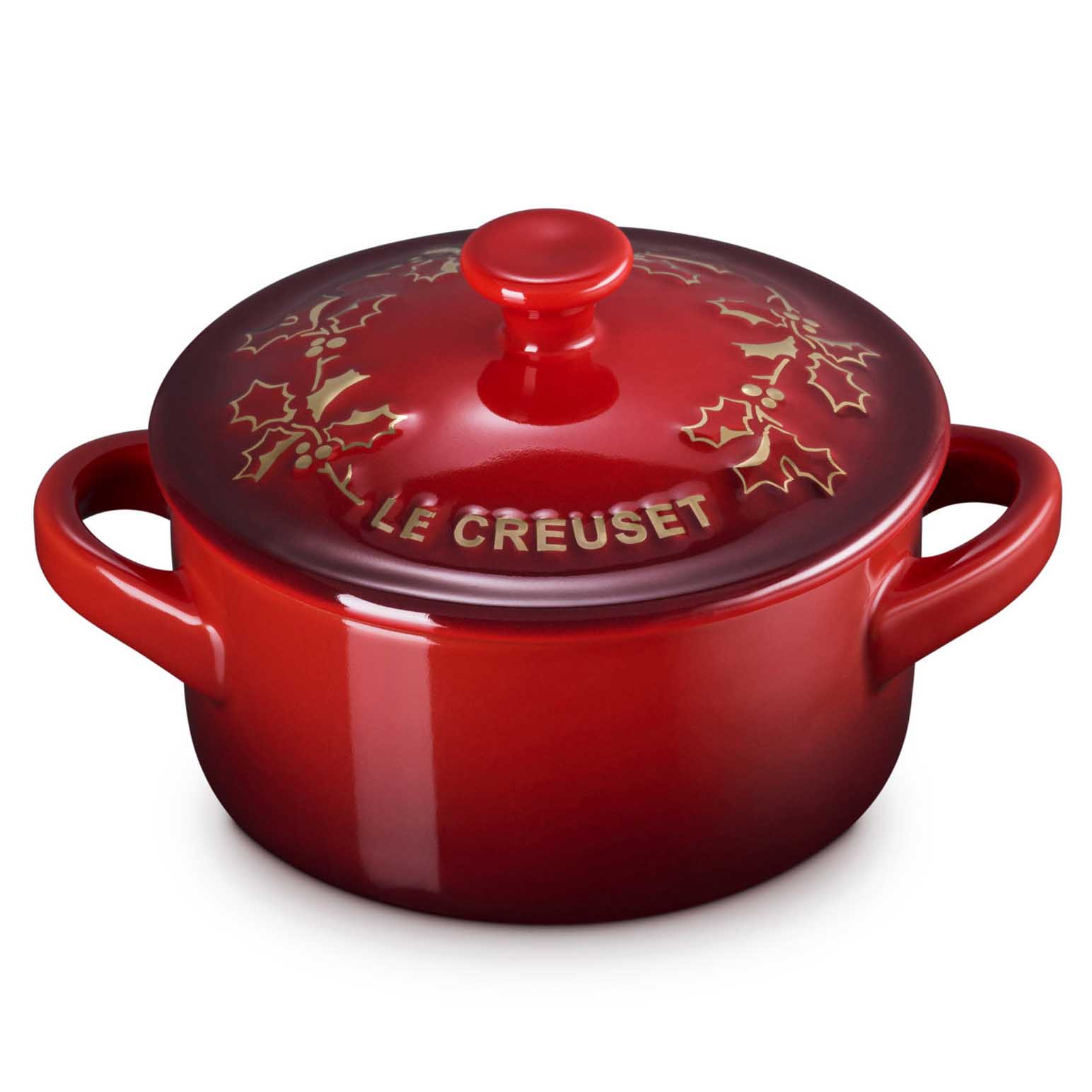 Le Creuset Mini Cocotte 10cm Holly - Cerise Gold Trim