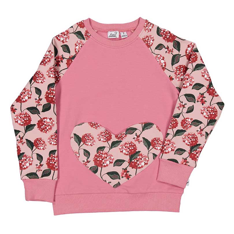 Kissed By Radicool Floral Heart Pocket Raglan Crew