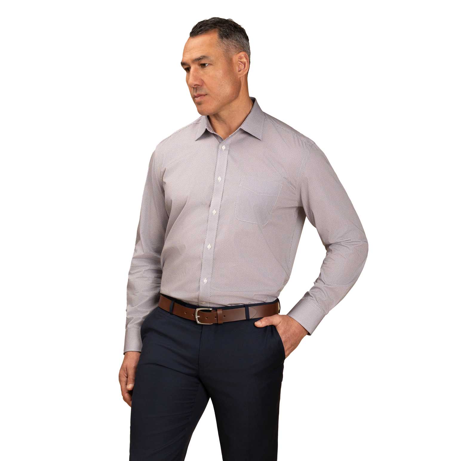 Rembrandt Sinatra Navy & Maroon Microdesign Shirt