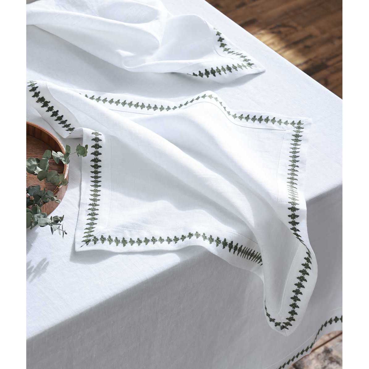 MM Linen Laundered Linen Bee Embroidered Napkins Set Of 4