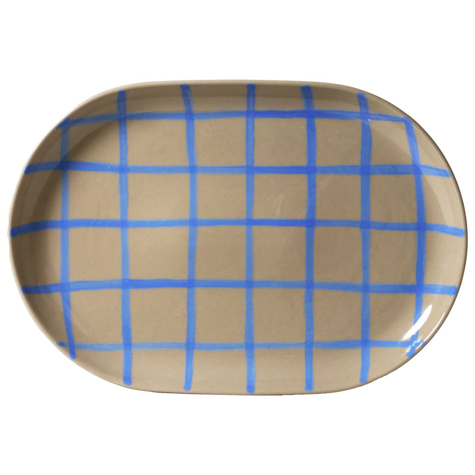 Robert Gordon Oval Tray 38x26.5cm Coast Junction Stone With Blue Handbrush