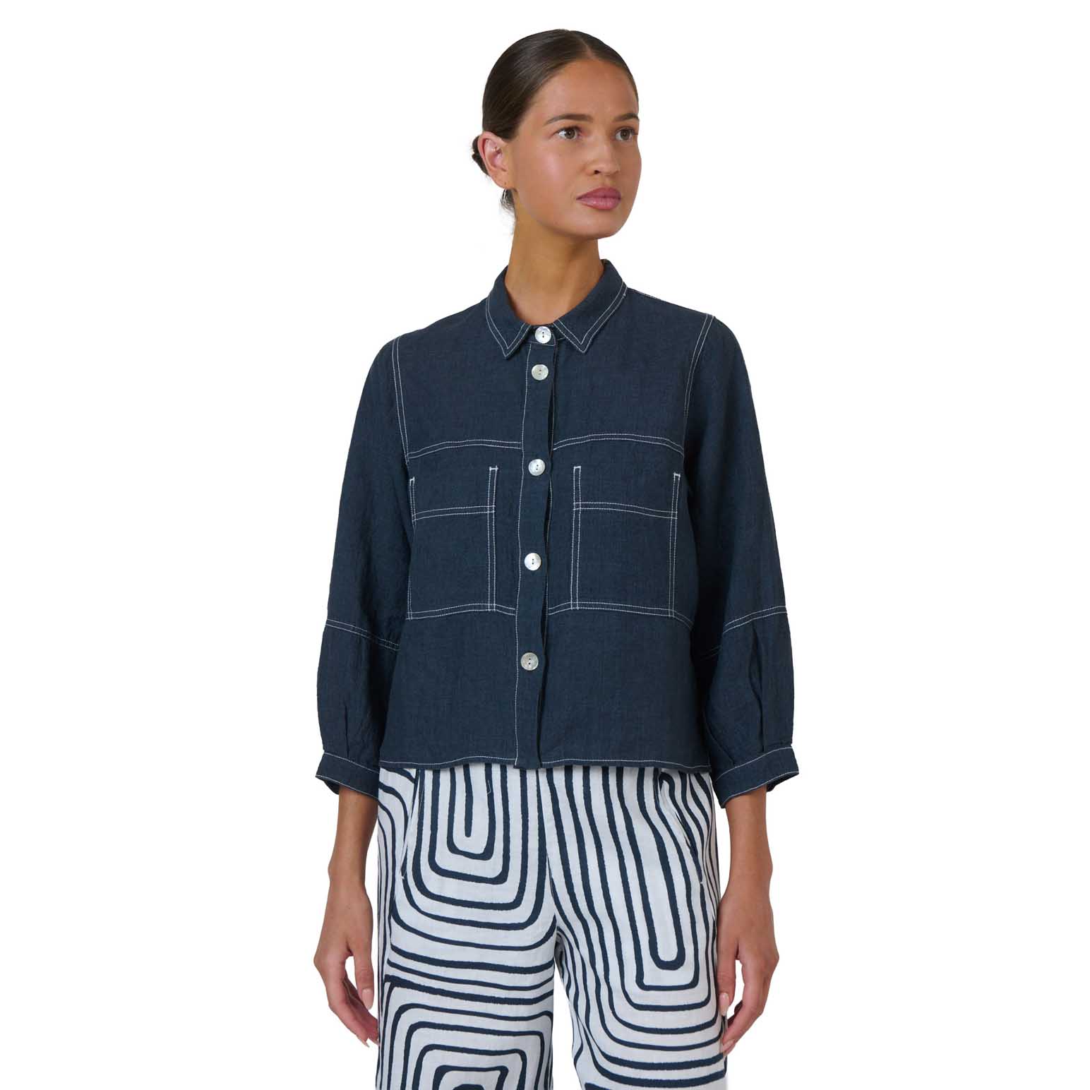 Naturals By O & J Gunsmoke Linen Jacket