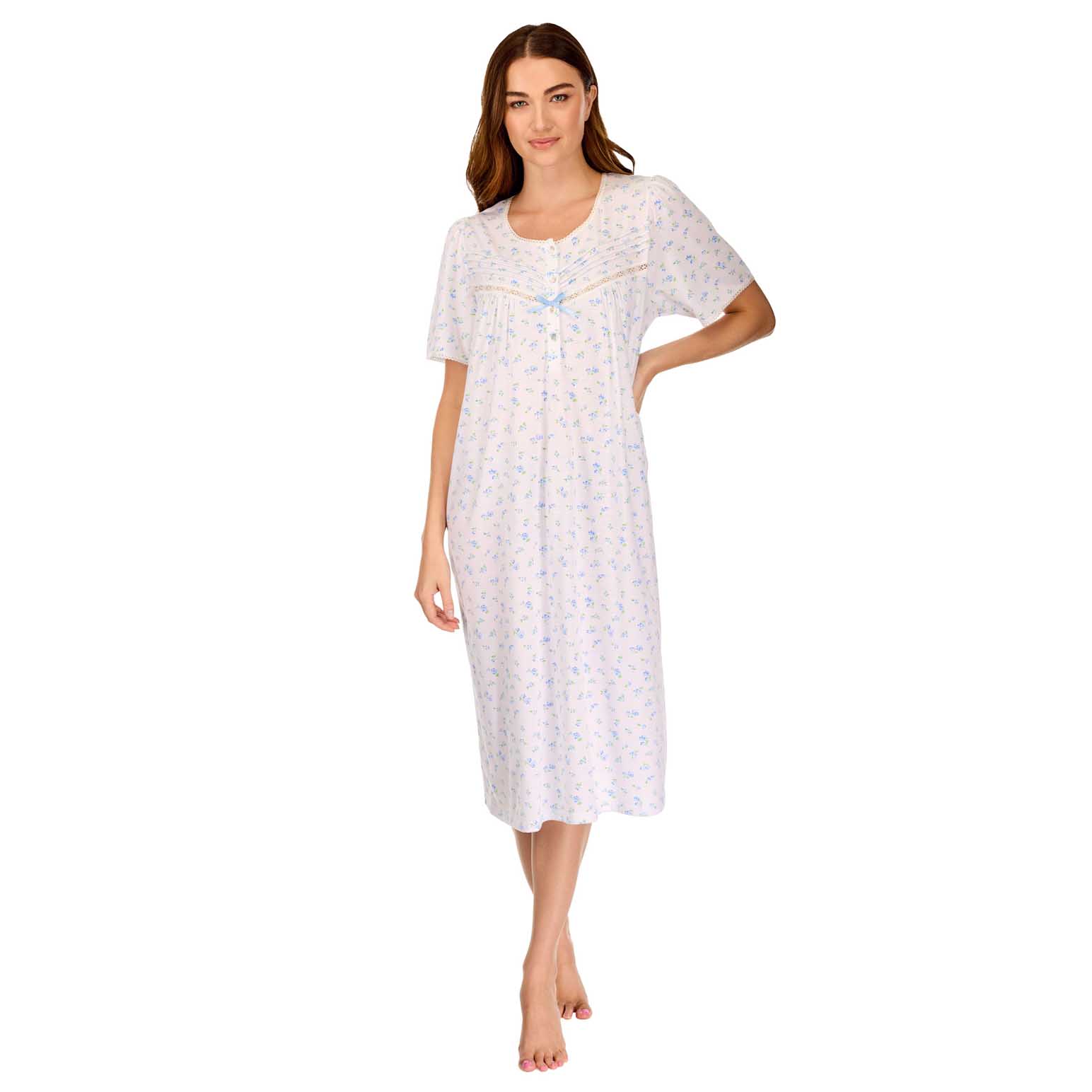 La Marquise Vintage Blossoms Cotton-Rich Jersey Short Sleeve Nightdress