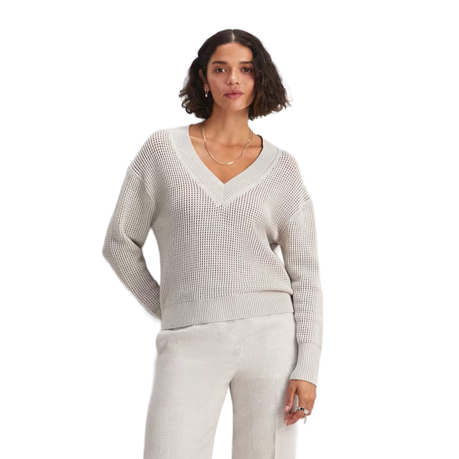 Sportscraft Cotton Crochet V-neck Knit
