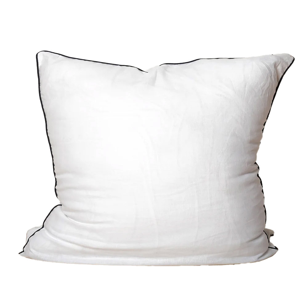 Home Lab 100% French Flax Linen Piped Euro Pillowcase