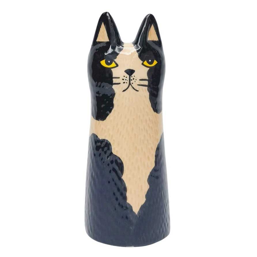 Urban Products Bailey Cat Vase Black & White 15cm