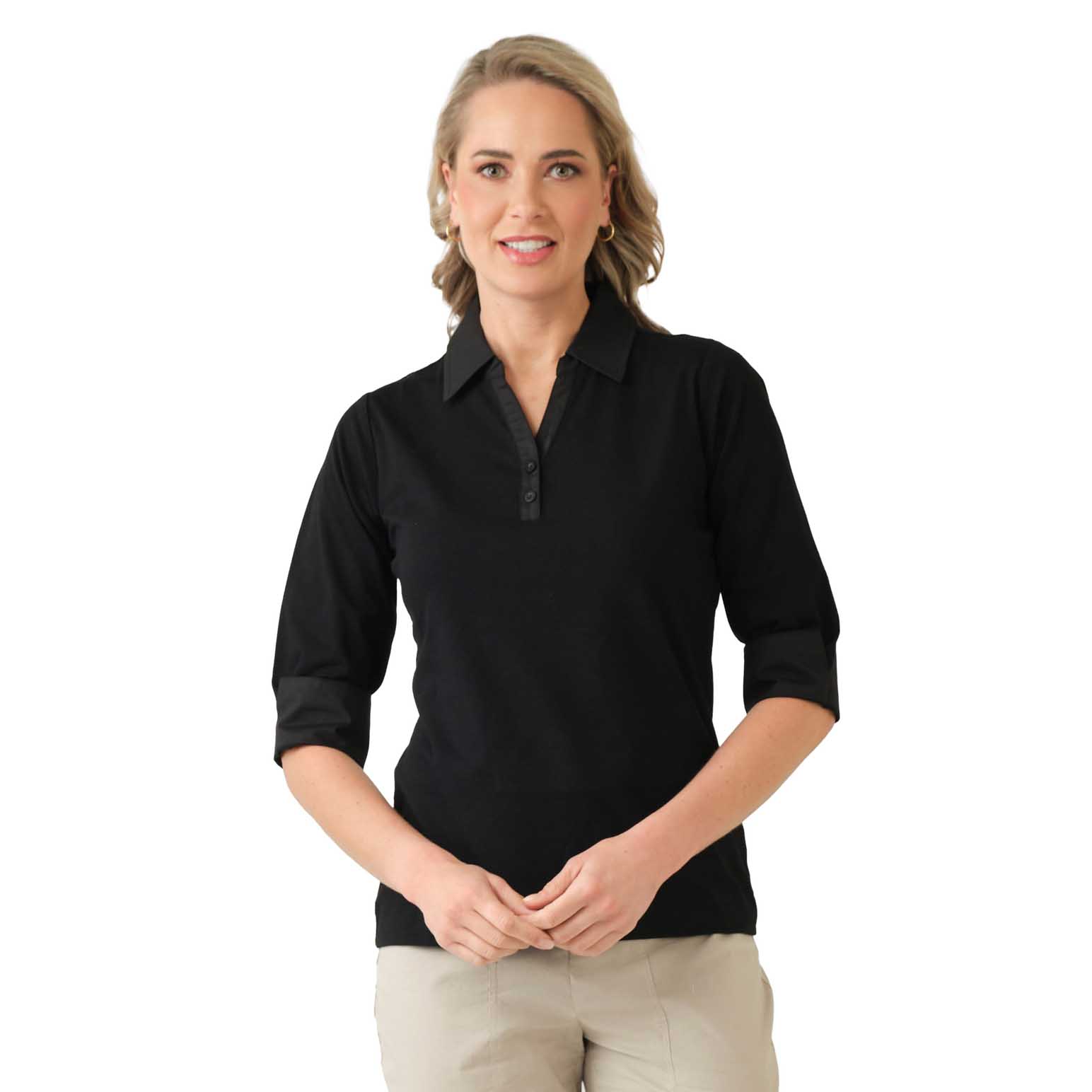 B Essentials Woven Collar Polo