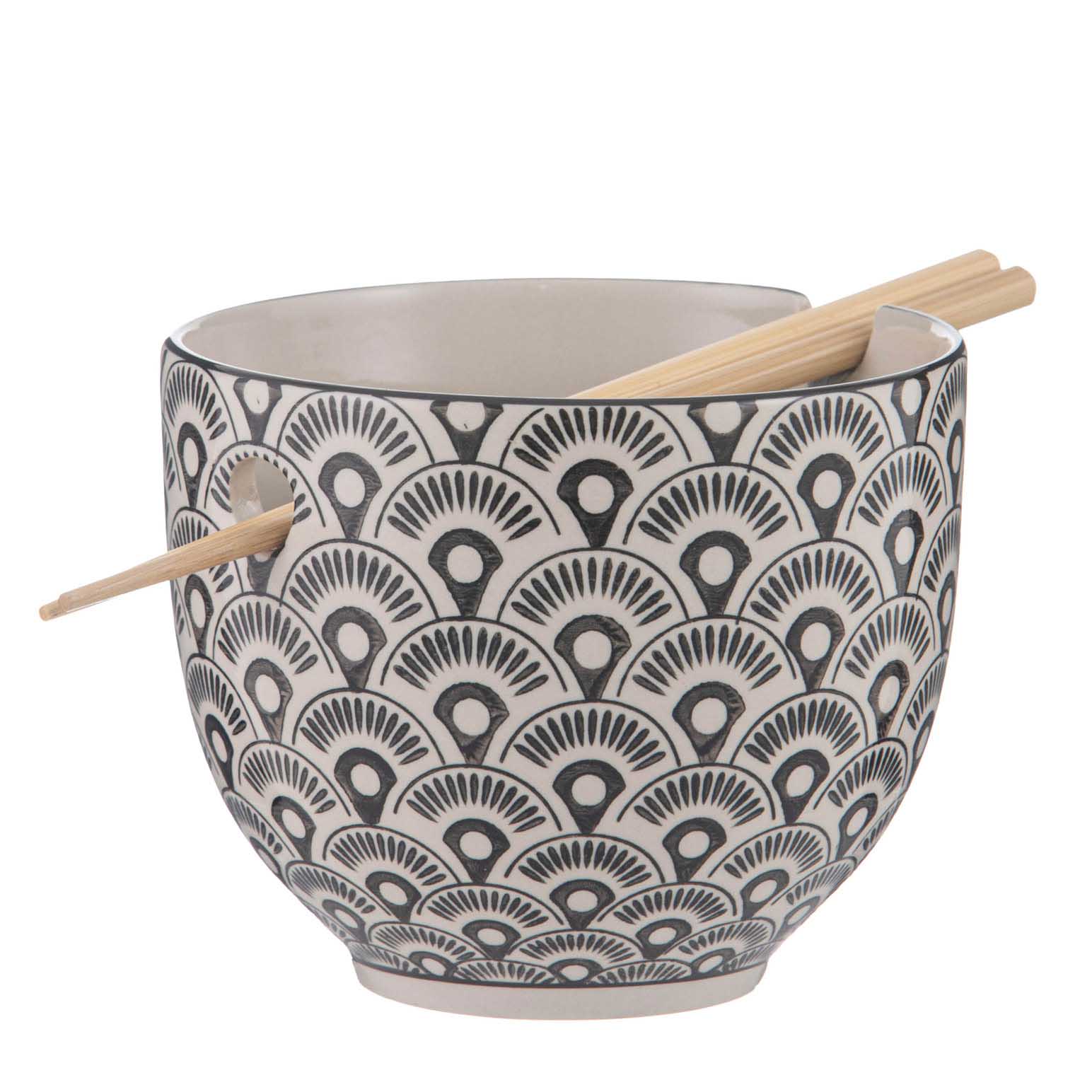 Ladelle Nara Fan Noodle Bowl With Chopsticks