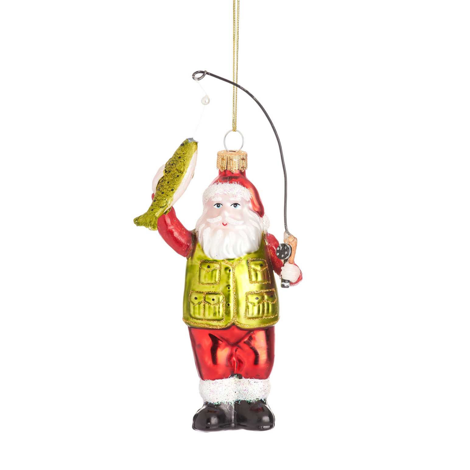 Sass & Belle Santa Fishing Shaped Bauble