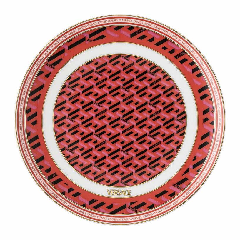 Versace Le Greca Round Plate 17cm - Red