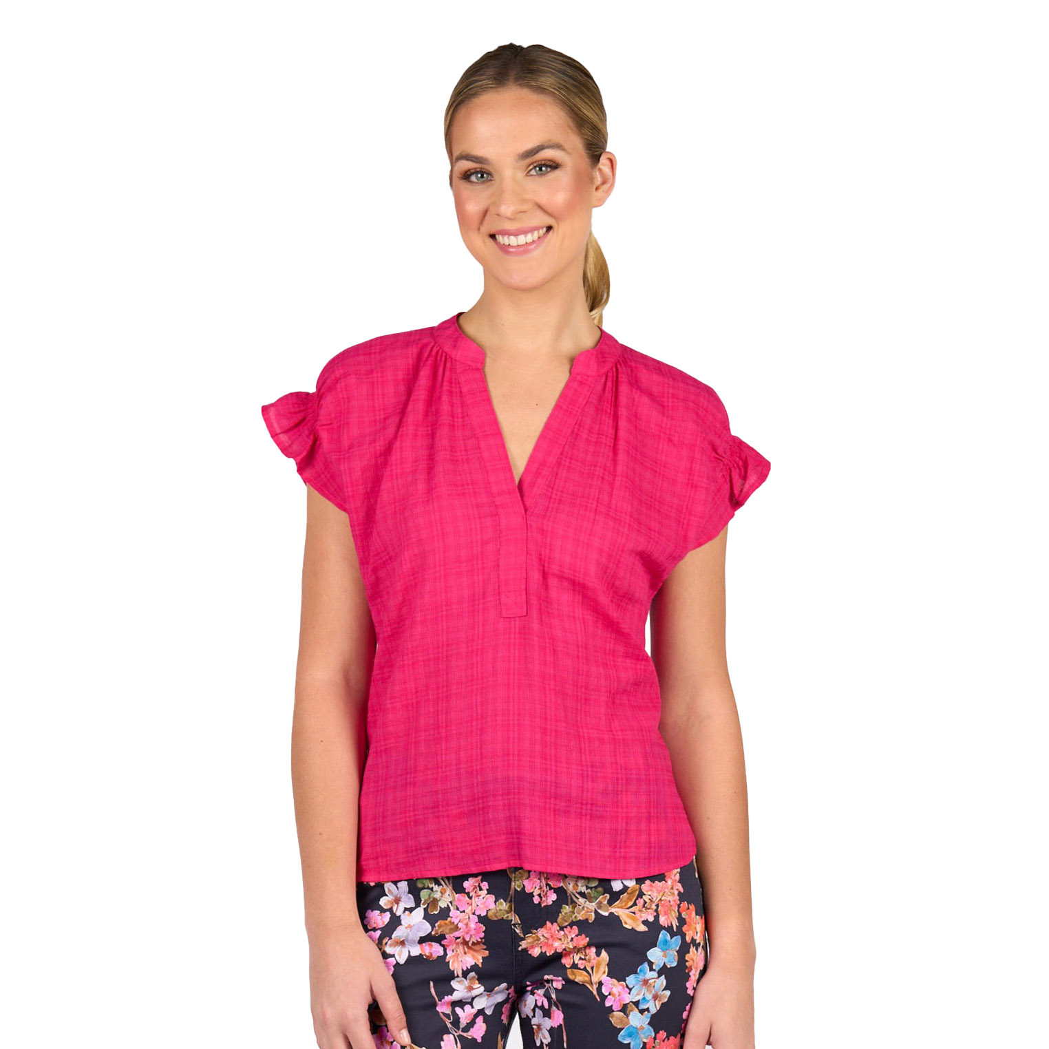 Vassalli Drop Shoulder Top With Shirring Detail