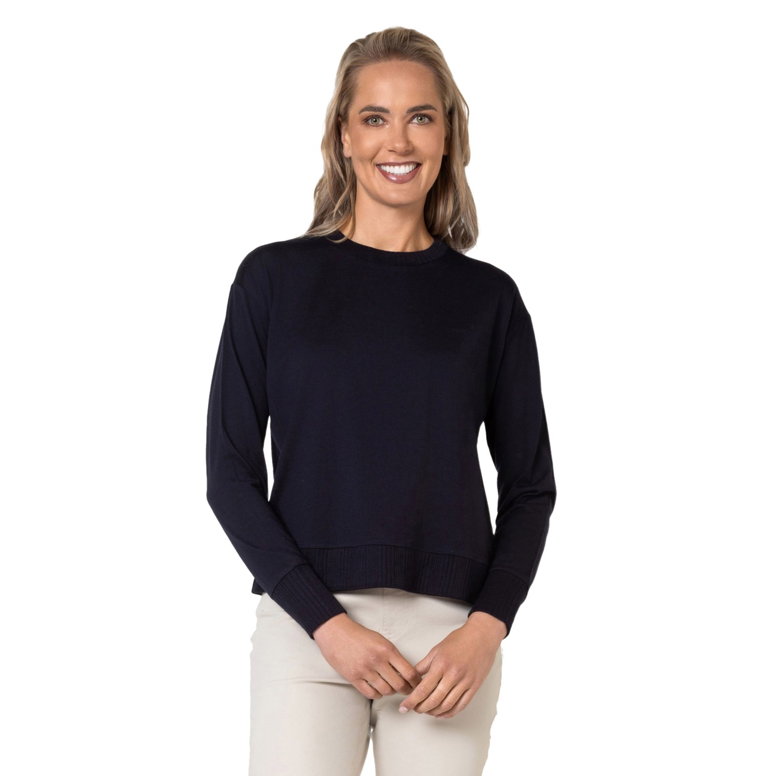 B Merino Rib Trim Jumper