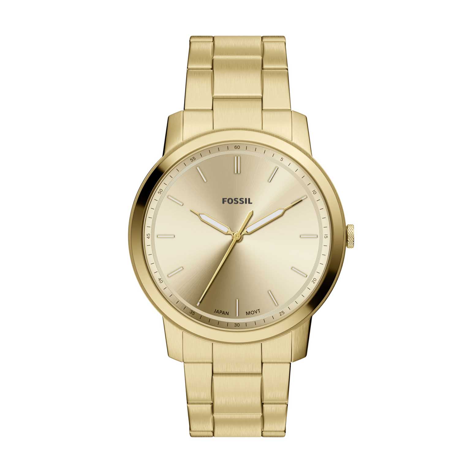 Fossil Minimalist 44mm Three-Hand Gold-Tone Stainless Steel Watch