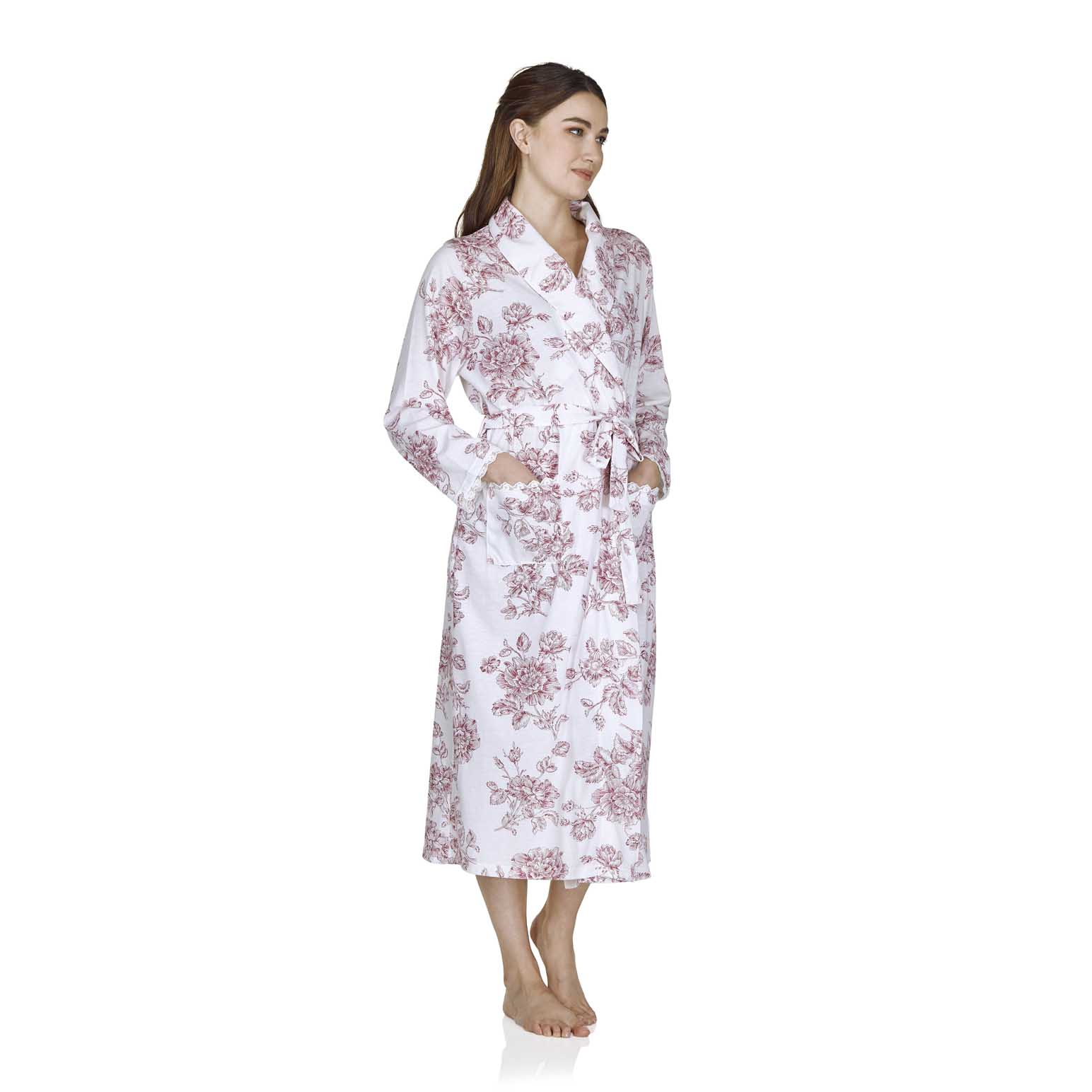 La Marquise Vintage Bouquet Wrap Over Shawl Collar Robe