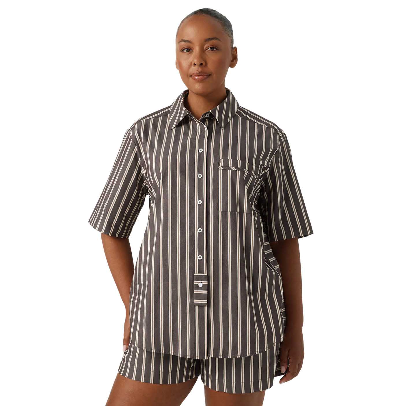 HOMMEY.Short Sleeve Sleep Shirt