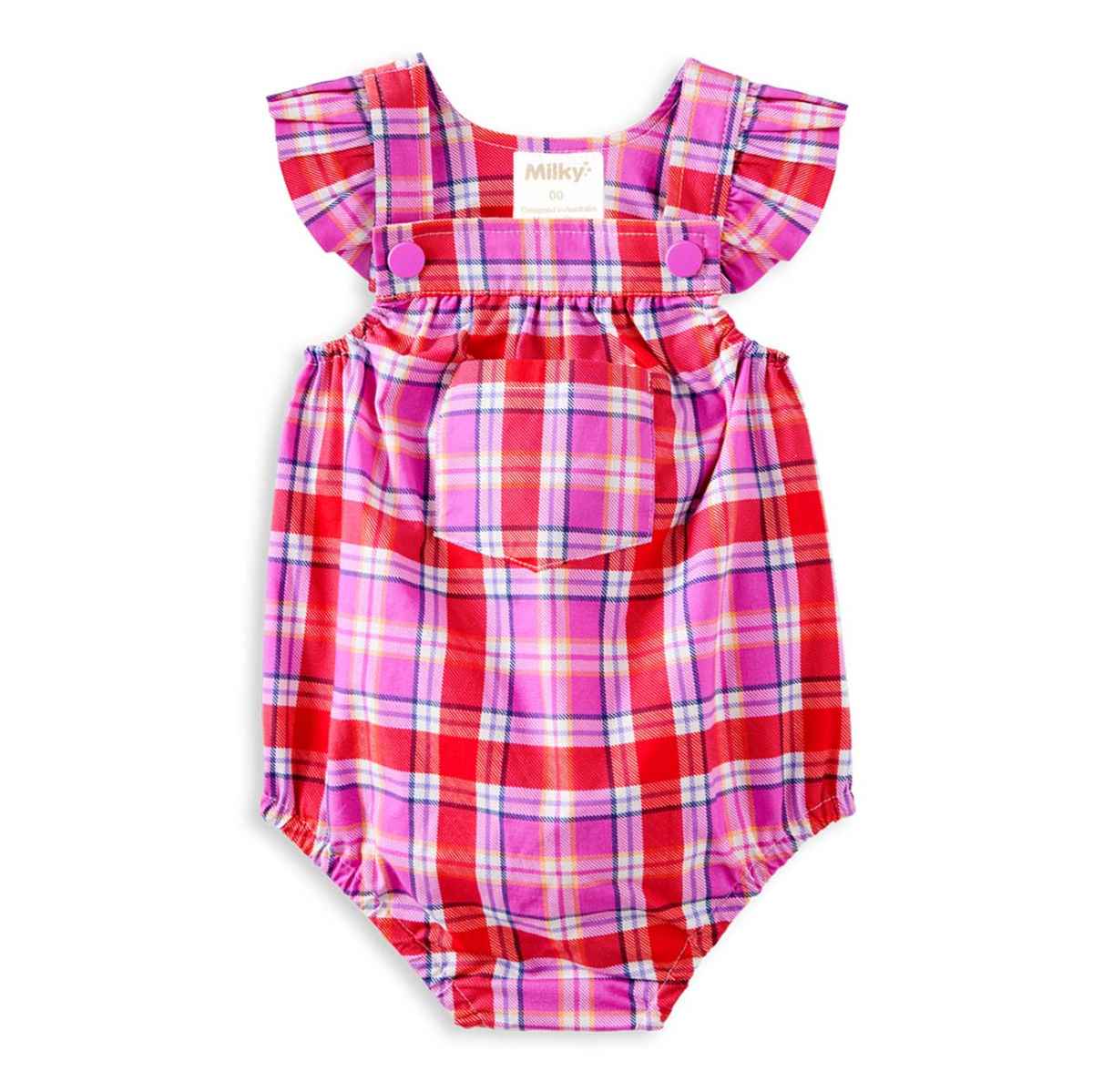 Milky Sunset Plaid Check Playsuit 00-1Y