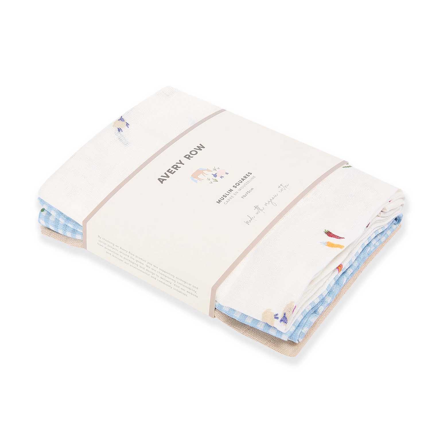 Avery Row Muslin Squares Set of 3 - Little Farm