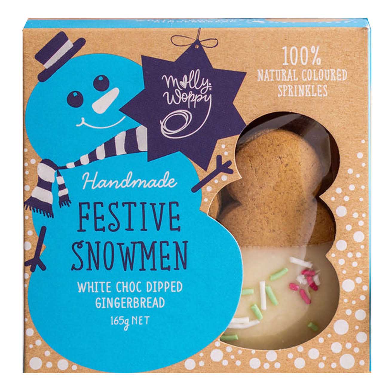 Molly Woppy Festive Snowmen White Choc Dipped Cookies 165g