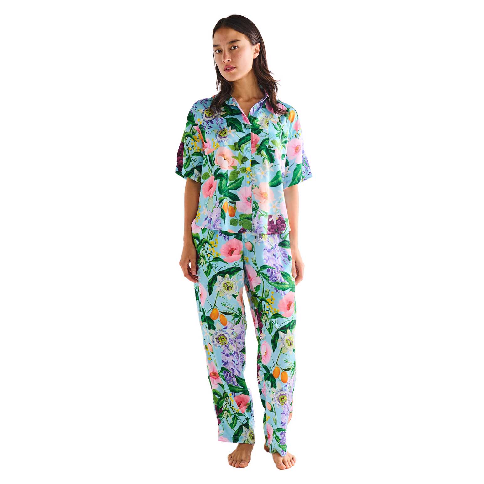Kip&Co Spring In The Air Adult Satin SS Shirt & Pant Pyjama Set