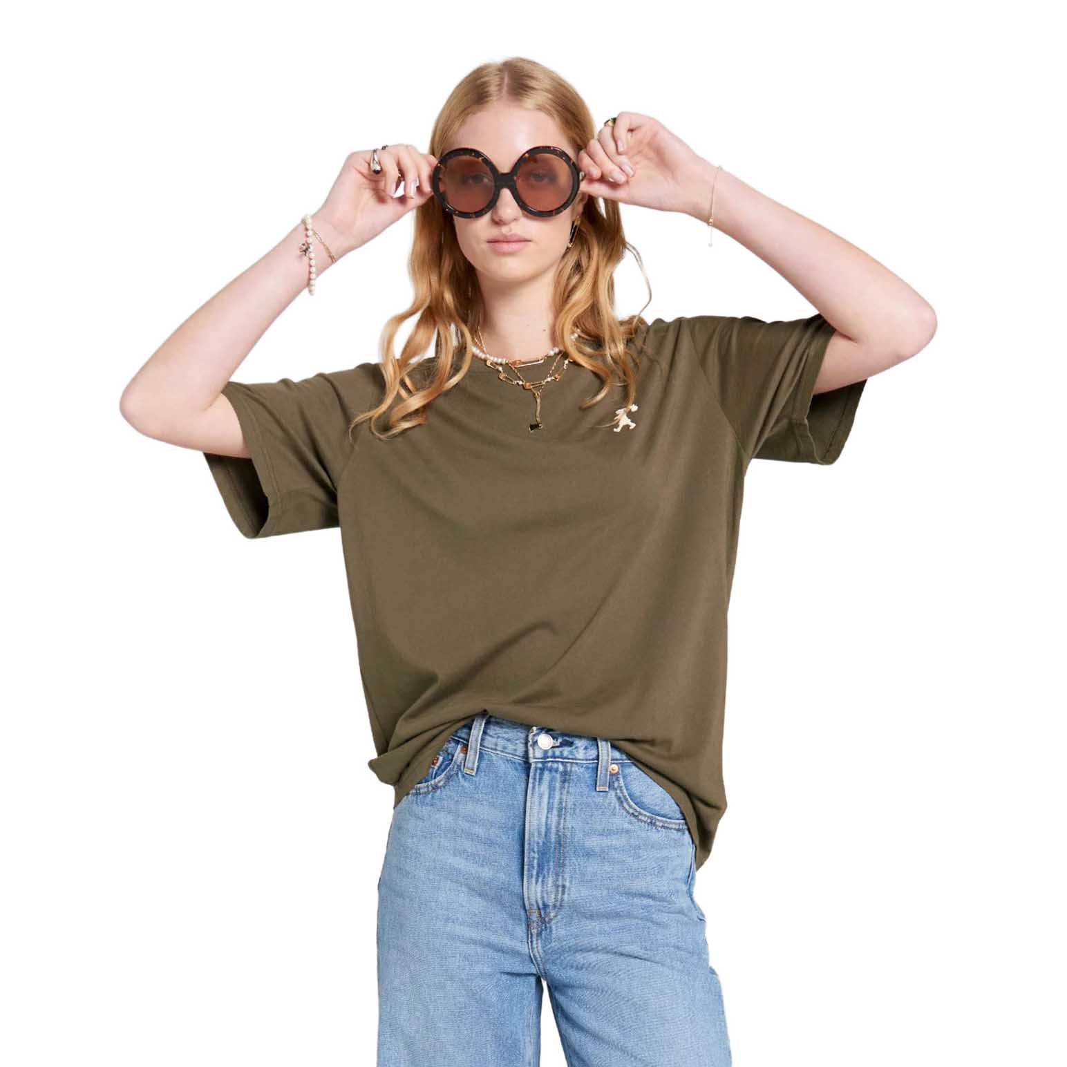 Karen Walker Embroidered Runaway Girl Classic Organic Cotton T-Shirt