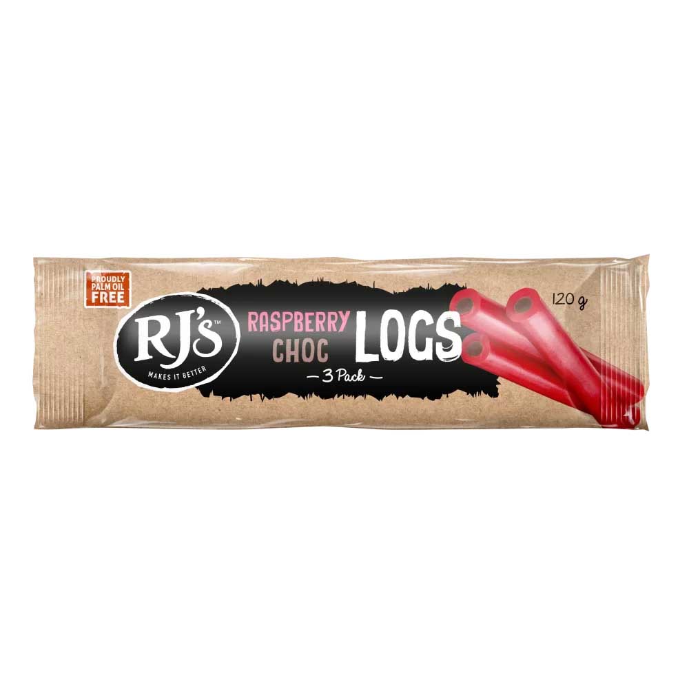 RJ's Log Raspberry Choc 3Pk 120g