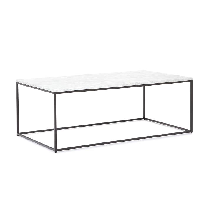 West Elm Streamline Rectangle Coffee Table Marble Antique Bronze
