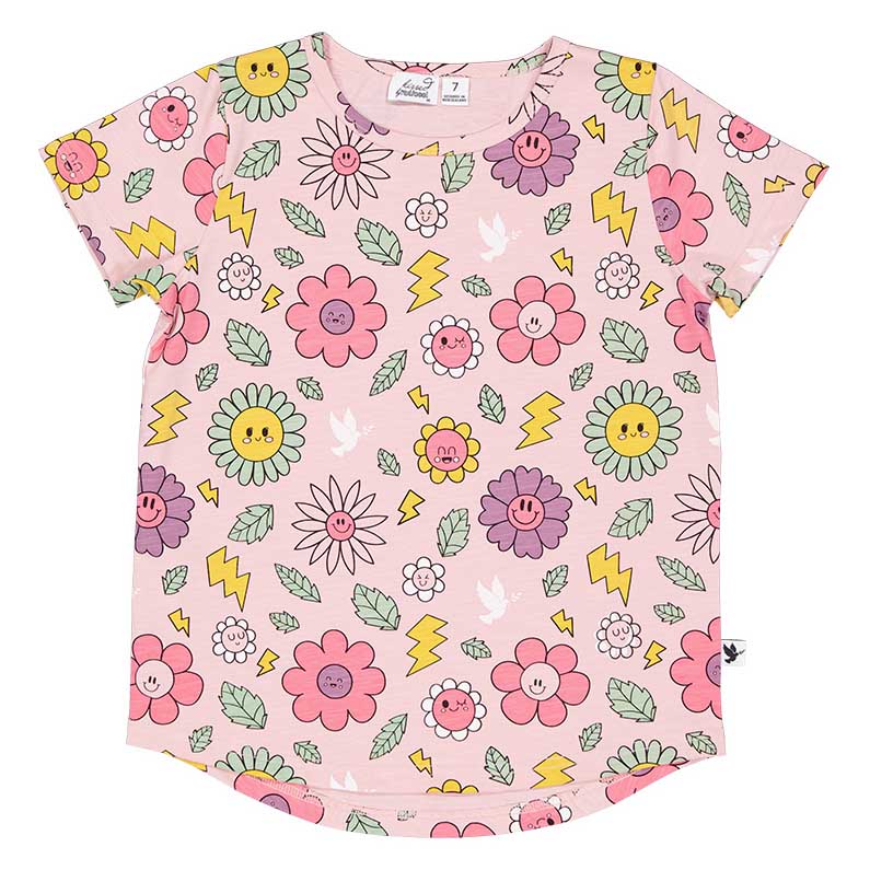 Kissed By Radicool Smiley Flowers Tee