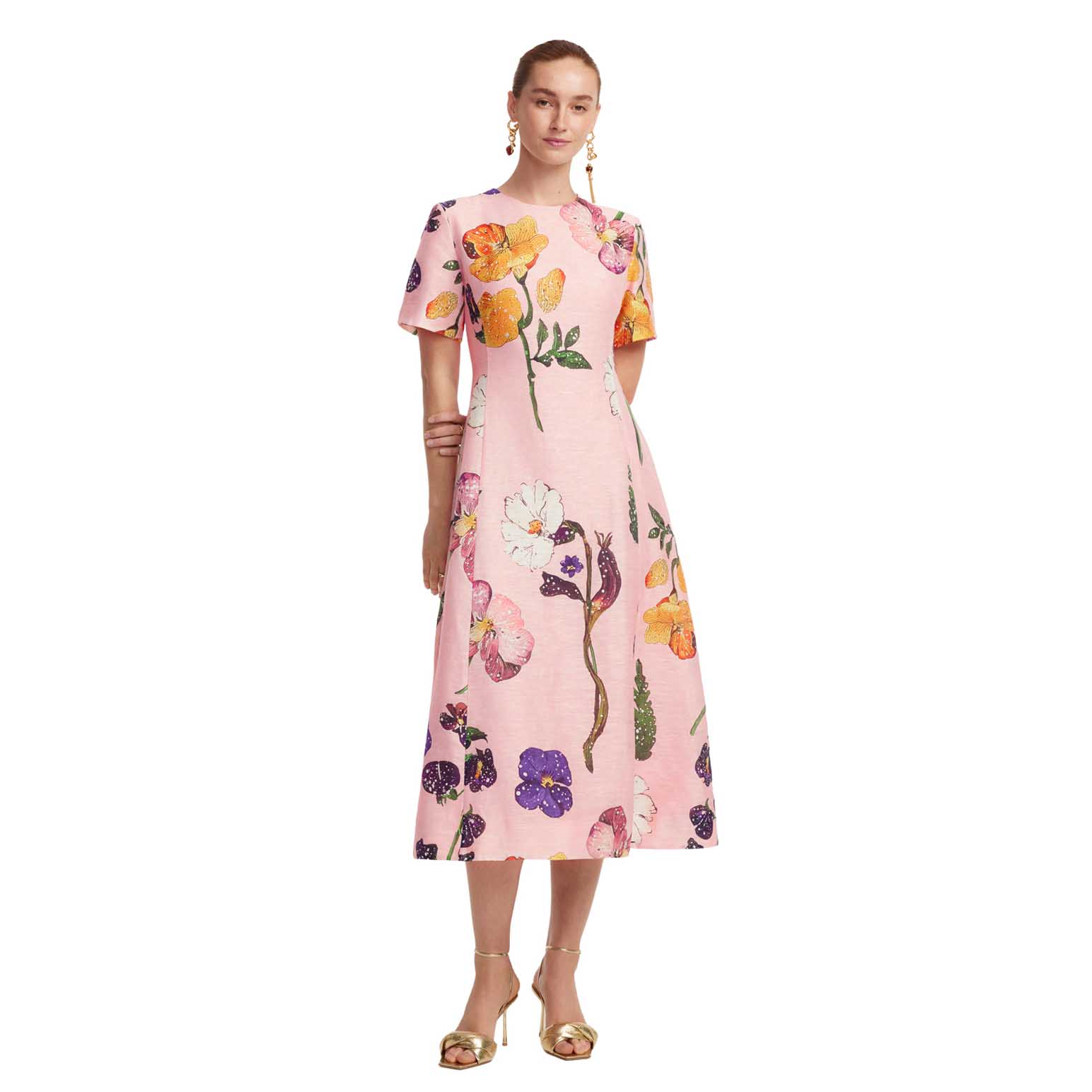 LEO LIN Caroline Short Sleeve Midi Dress - Wildbloom