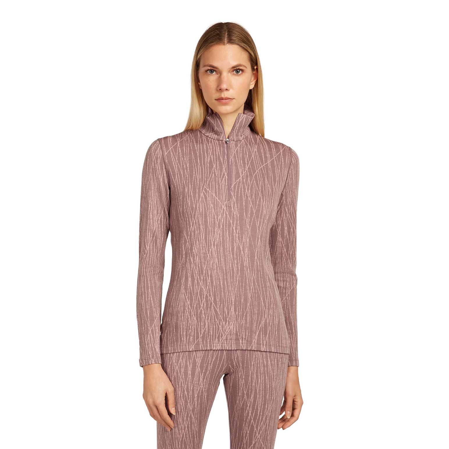 Icebreaker W Merino 260 Tech Vertex LS Half Zip Delta Lines AOP
