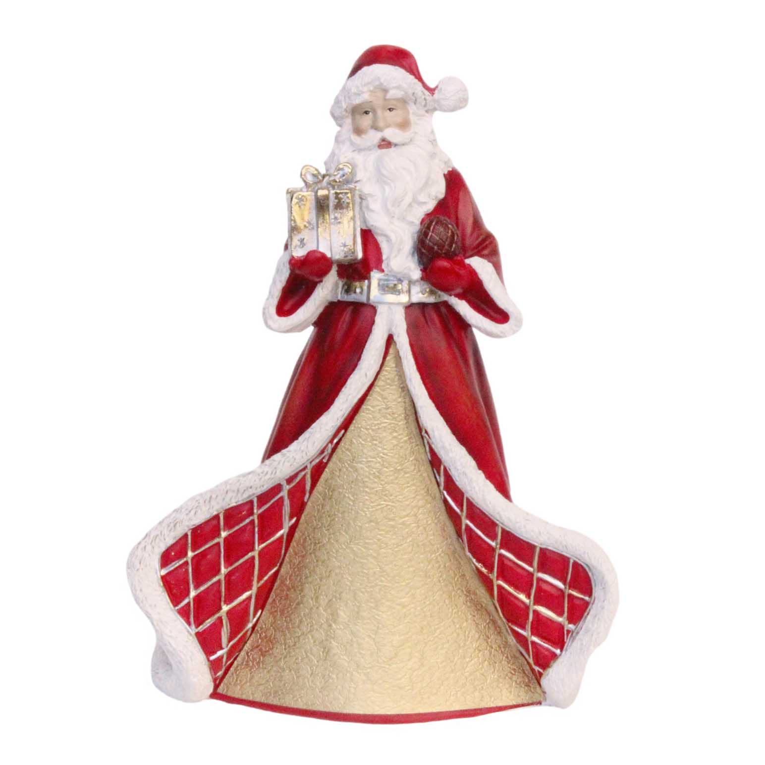 Santa Holding Gift Red Gold 9.25 Inch