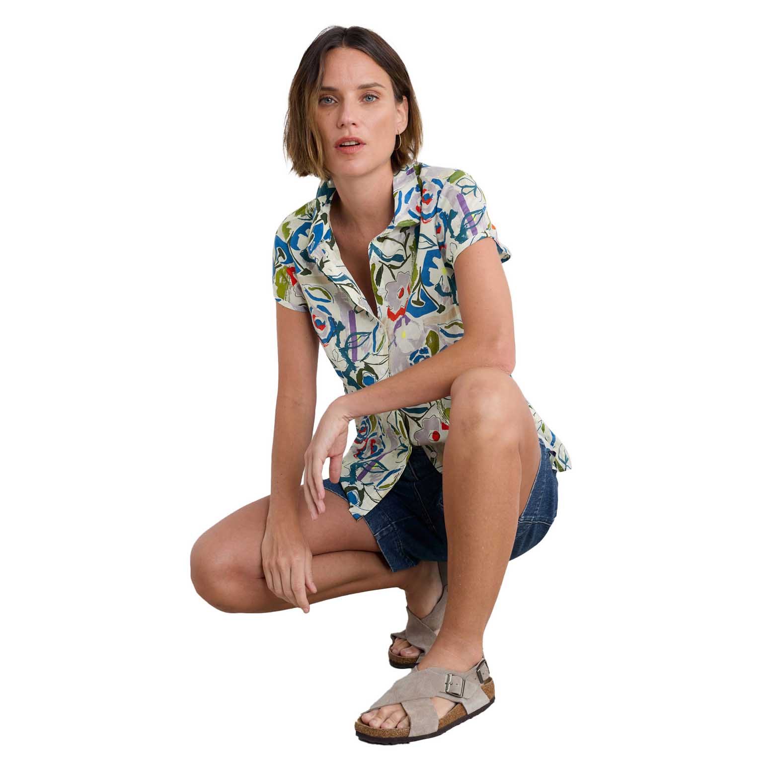 Seasalt Cornwall Rushmaker Shirt Studio Floral Chalk