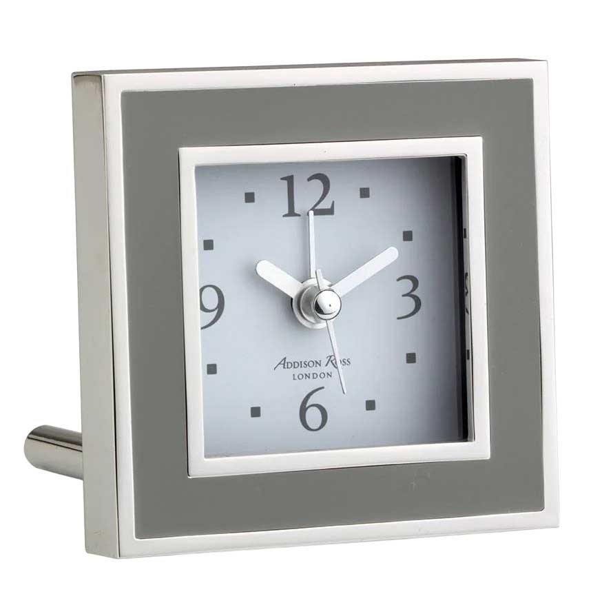 Addison Ross Taupe Enamel Alarm Clock